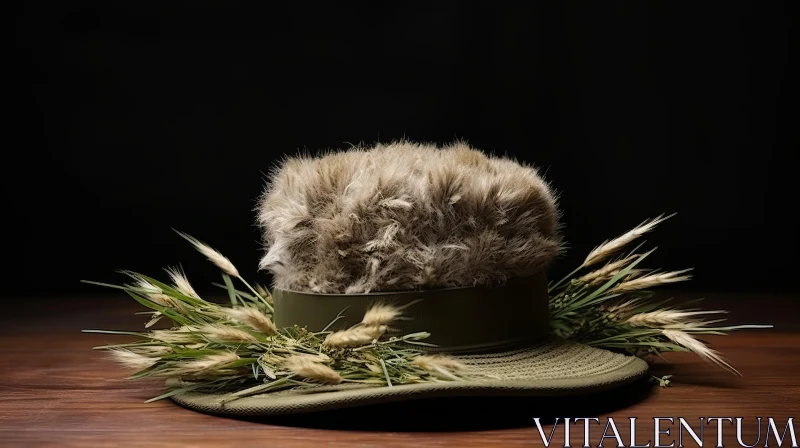Wilderness Top Hat with Grass and Olive Branches - National Geographic Photo AI Image