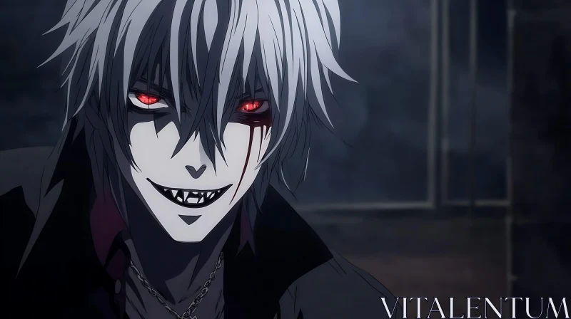 AI ART Eerie Anime Villain with Piercing Red Eyes