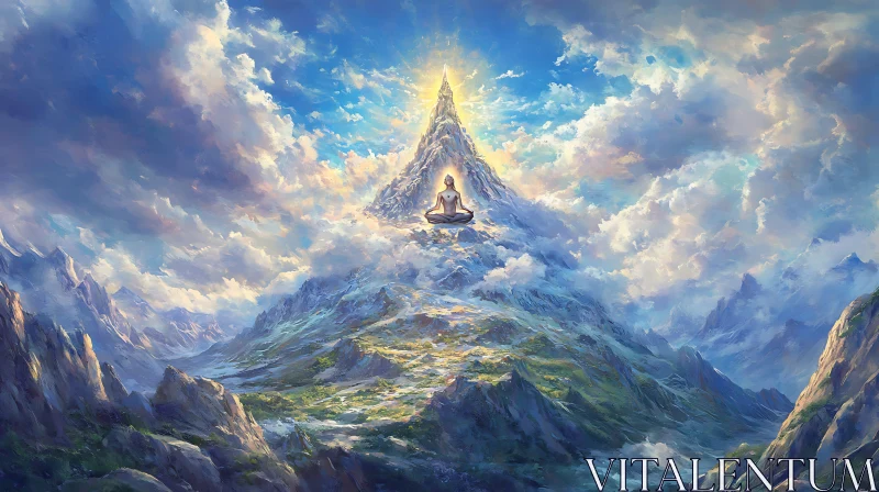 AI ART Serenity on High: Mountain Meditation Art