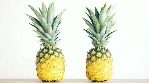 Two Pineapples on White Background