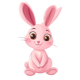 Charming Cartoon Bunny in Pink Tones