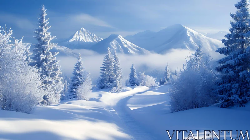 Snowy Mountain Landscape AI Image