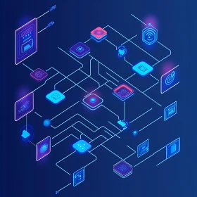 Futuristic Isometric Data Network