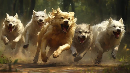 Pack of Wolves on the Hunt