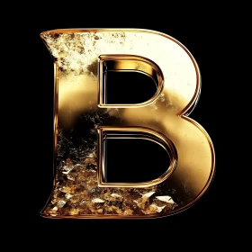 Golden 'B' Typography with Metallic Finish