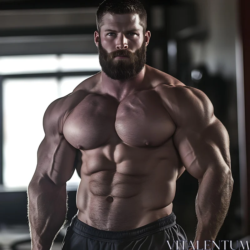 Bearded Strong Man Fitness Portrait AI Image