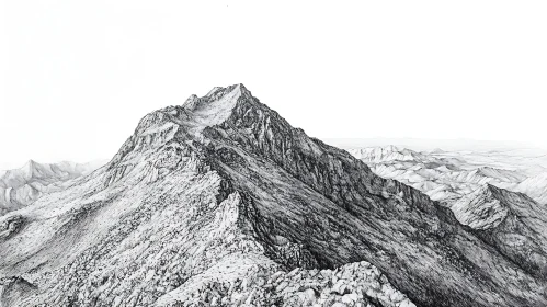 Detailed Monochrome Mountain Landscape Art