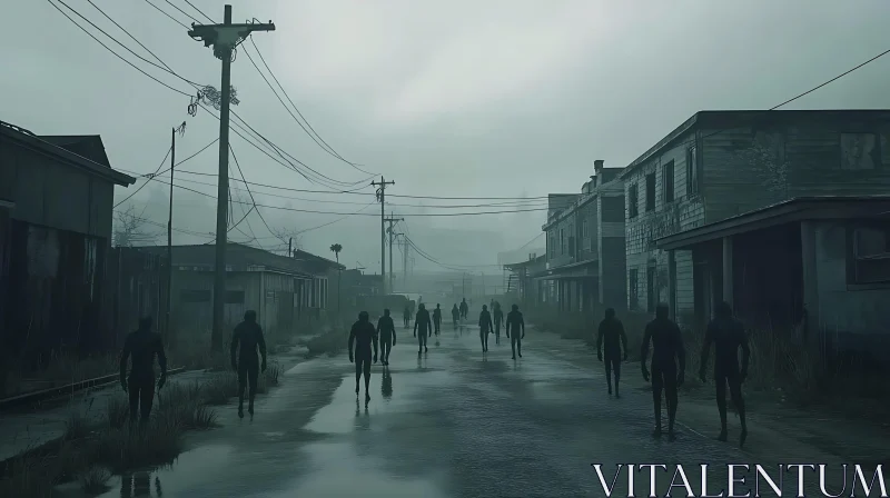 Foggy Zombie Street AI Image