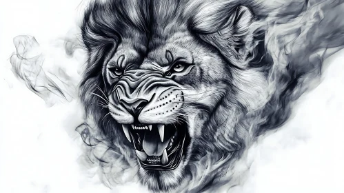 Monochrome Lion Roar Art