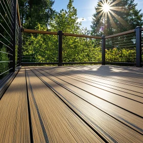 Outdoor Deck with Sunlight and Railing