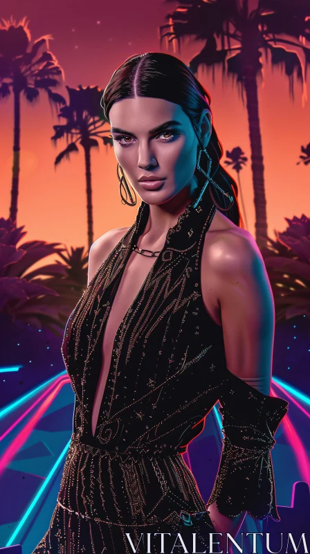 AI ART Kendall Jenner Fashion Sunset