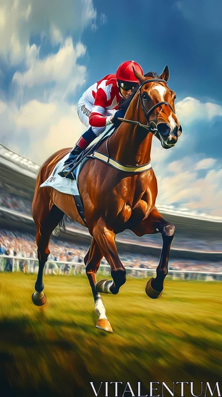 Thrilling Horse Racing Moment with Skilled Jockey AI Image