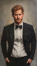 Portrait of Prince Harry in a Tuxedo