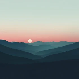 Minimalist Mountain Sunset Serenity