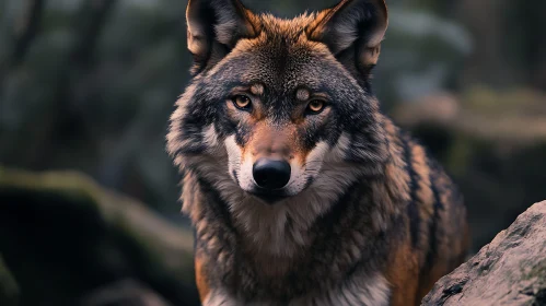 Wolf Portrait with a Forest Backdrop