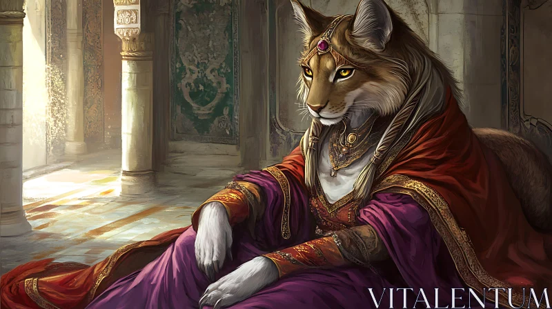 Anthropomorphic Lynx Portrait in Palace AI Image