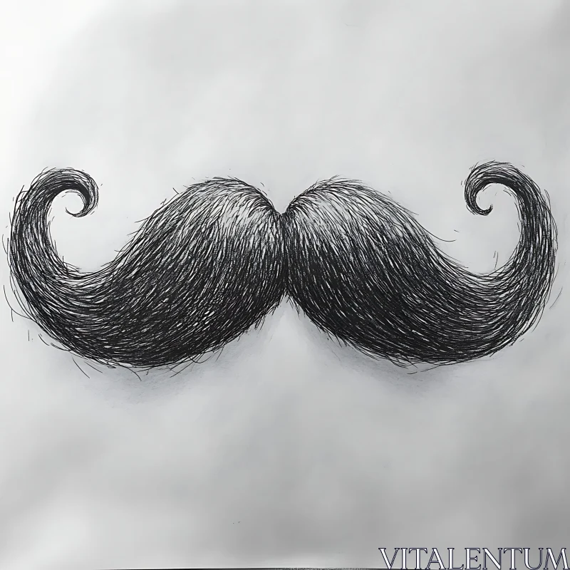 AI ART Monochrome Mustache Art - Detailed Rendering