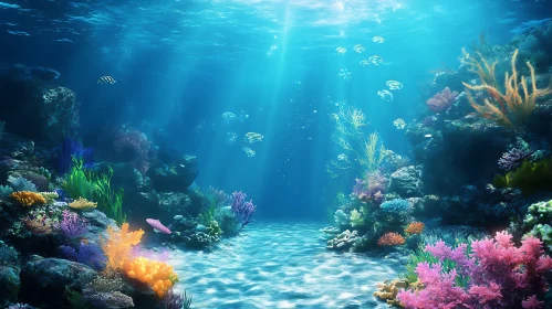 Underwater Scene with Colorful Coral Reefs