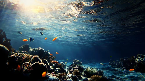 Underwater Coral Reef with Tropical Fish