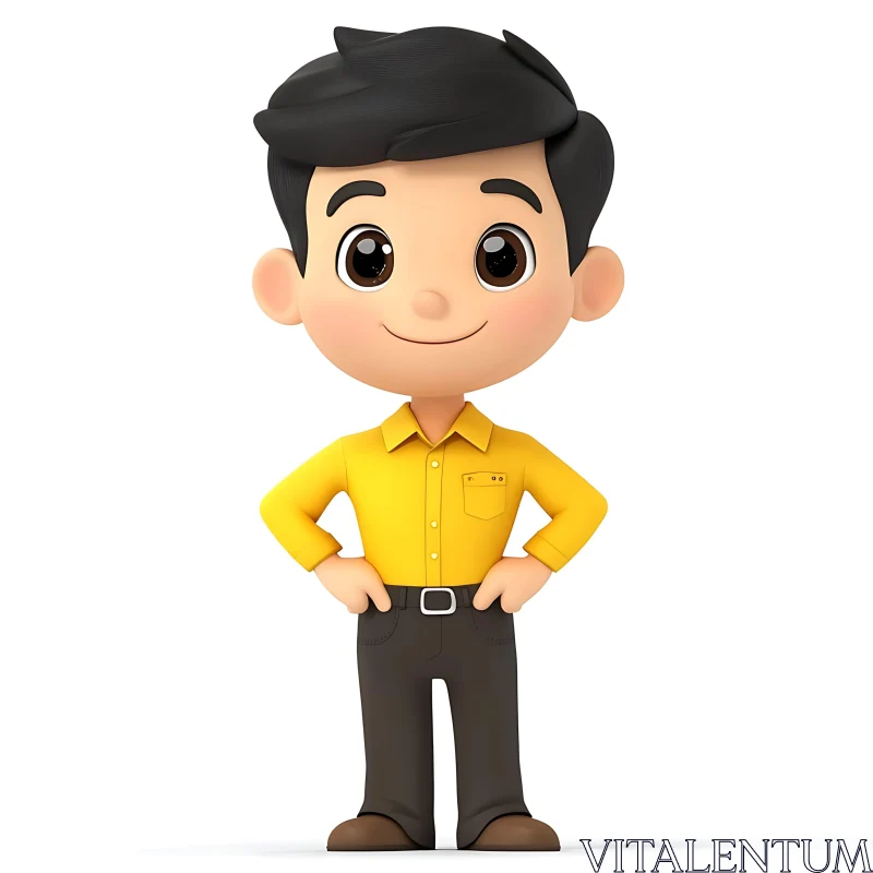 AI ART Smiling Cartoon Boy Character Illustration