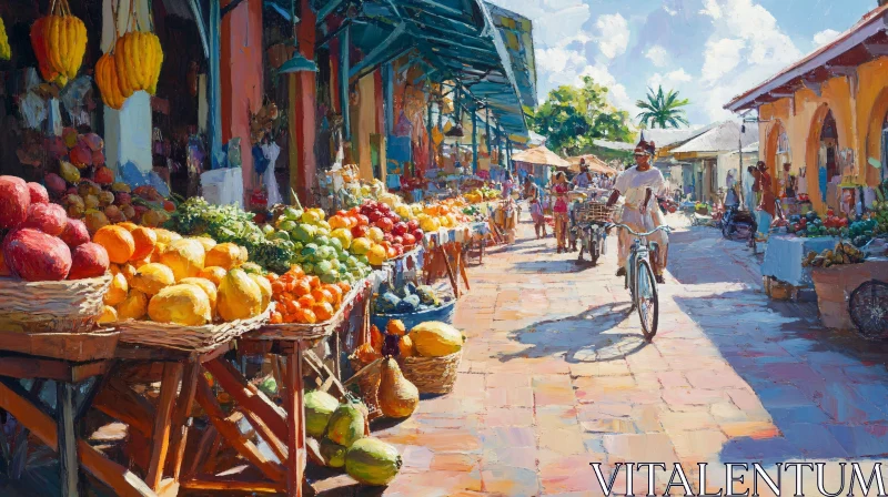 AI ART Bustling Market Scene Painting