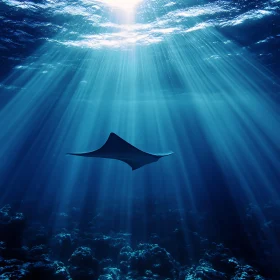 Underwater Manta Ray Sunlight