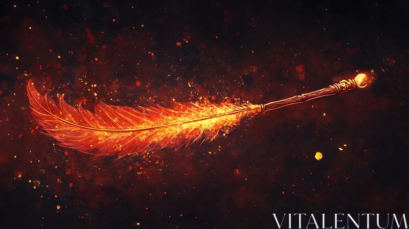 Glowing Feather with Wand AI Image