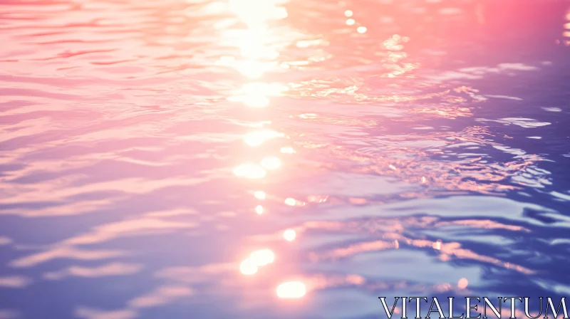 Serene Water Surface with Pink and Blue Reflections AI Image