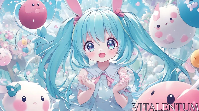 AI ART Enchanting Anime Girl in a Fantasy Pastel Wonderland