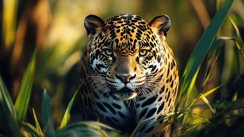 Jaguar Portrait in Natural Habitat