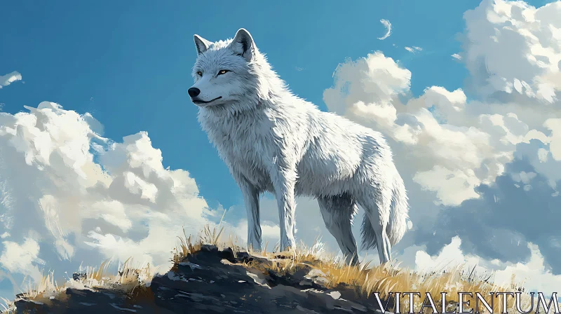 AI ART Lone White Wolf Portrait