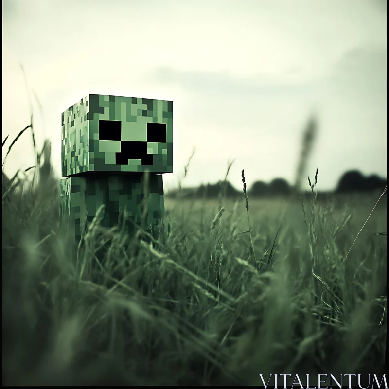 AI ART Pixelated Creeper in Natural Habitat