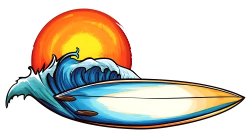 Wave and Surfboard Serenity