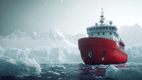 Polar Icebreaker Navigating Icy Seas