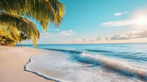 Seascape with Palm Trees and Gentle Waves