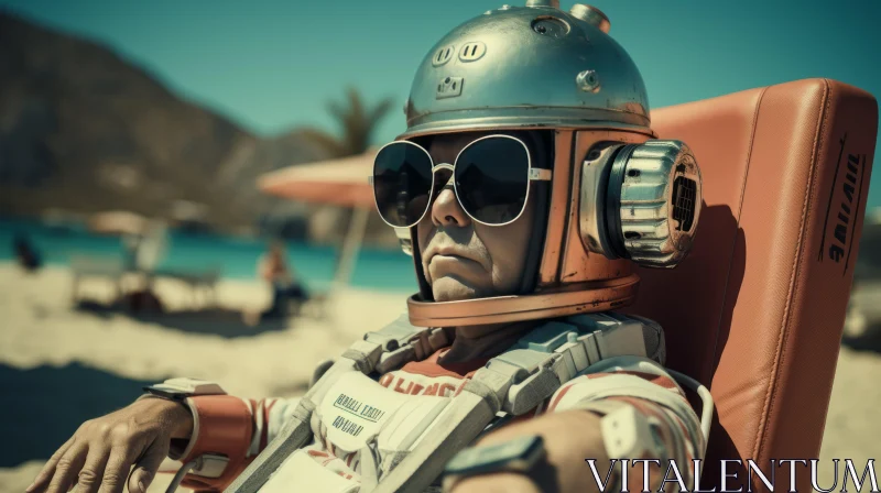 Futuristic Astronaut in Beach Portraiture Setting AI Image