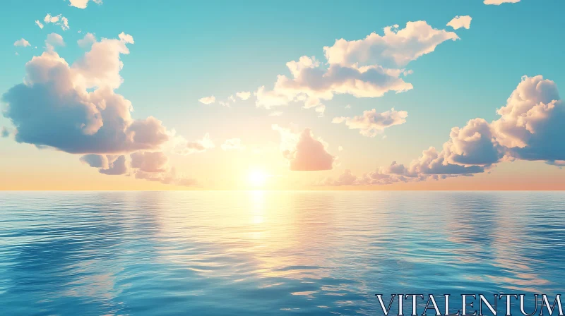 Peaceful Sunrise Over the Ocean AI Image