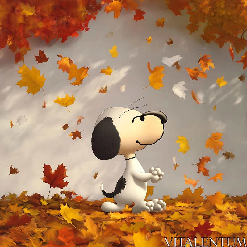 Animated Dog in Fall Season AI Image