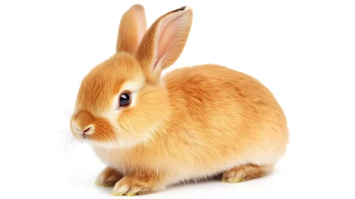 Fluffy Light-Brown Bunny on White