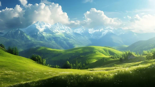 Mountain Landscape with Green Hills