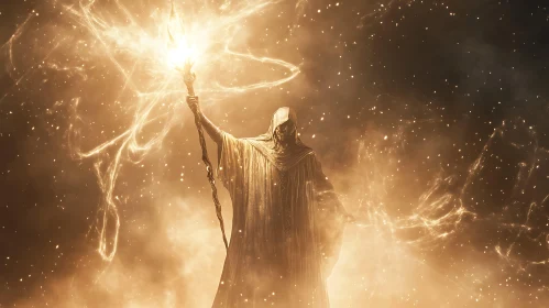 Enchanting Wizard with Glowing Staff