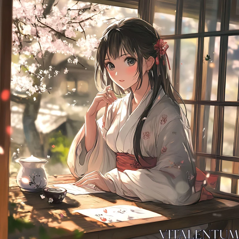 Traditional Japanese Kimono Anime Art AI Image