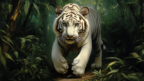 Striking White Bengal Tiger Portrait