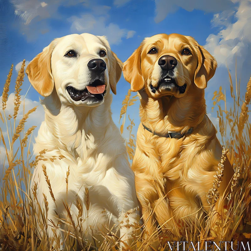 Golden Retrievers in Nature AI Image