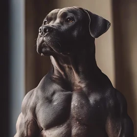 Powerful Black Dog Portrait