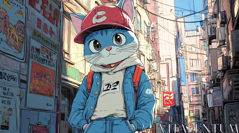 AI ART Anthropomorphic Cat in Urban Setting