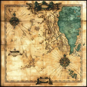 Vintage World Map with Decorative Elements