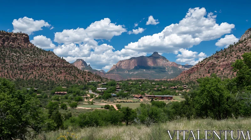 Scenic Mountain Valley Landscape AI Image