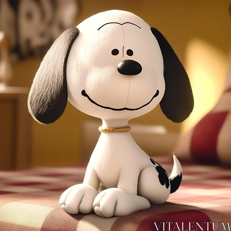 Adorable Smiling Cartoon Dog with Floppy Ears AI Image