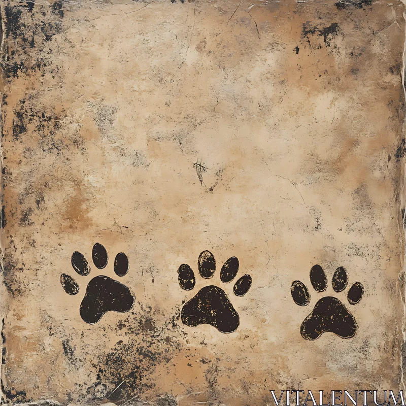 Rustic Paw Prints Art AI Image